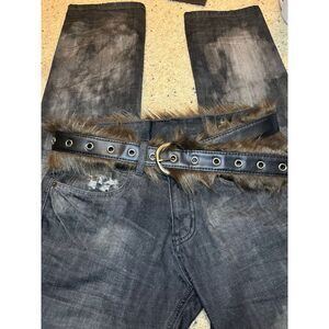 Y2K faux fur brown belt black leather men’s & women’s fashion accessory